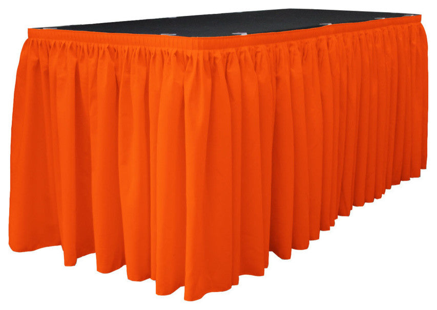 LA Linen Polyester Poplin Table Skirt, Orange, 252"x29"