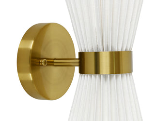 Beacon Lighting Amore Pleated Wall Bracket, Brass With White Linen Shade, 2 Light