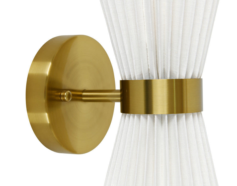 Beacon Lighting Amore Pleated Wall Bracket, Brass With White Linen Shade, 2 Light