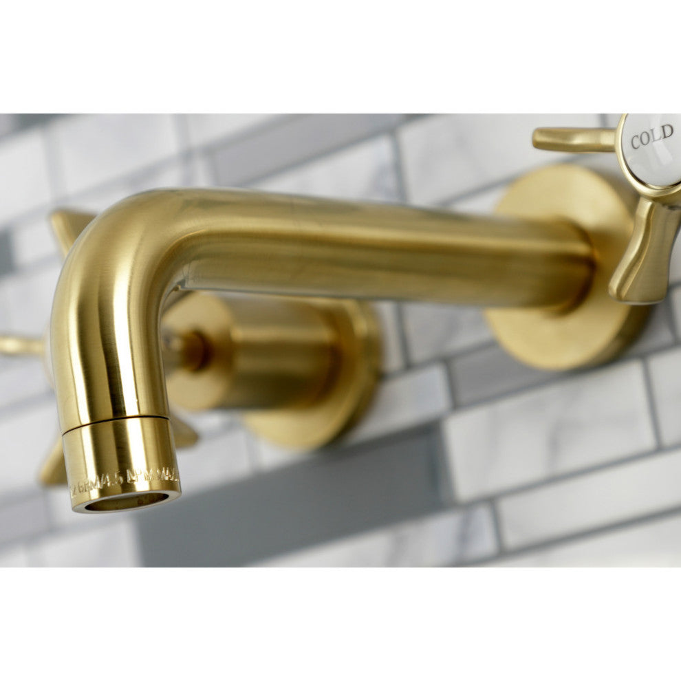 Kingston Brass KS8127NX Two-Handle Wall Mount Bathroom Faucet, Brushed Brass