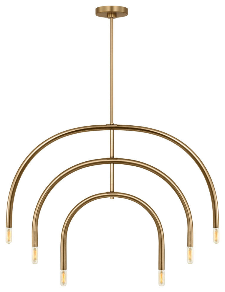 Hadden 6-Light Indoor Large Chandelier, Satin Brass Gold