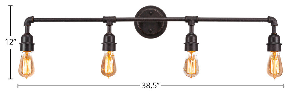 Vintage 4-Light Bath Bar, Dark Granite