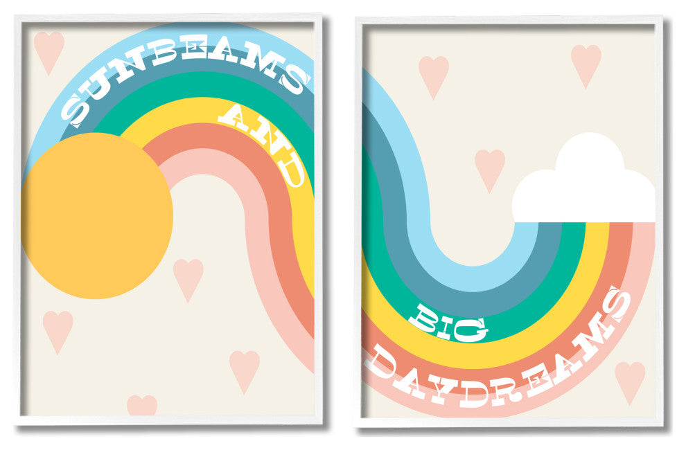 Rainbow Cloud Daydream Quote Heart Patten Design, 2pc, each 24 x  30
