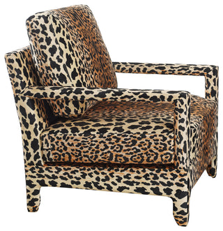 Dann Foley Lounge Chair Brown Cheetah Printed Upholstery