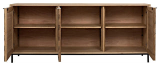 Walnut Herringbone Sideboard With Steel Base