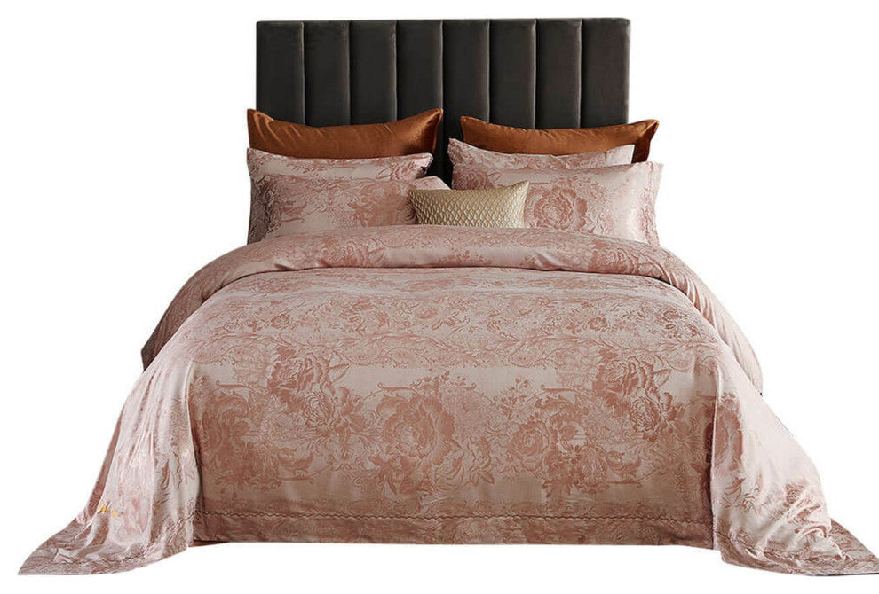 King Size Duvet Cover Set, 6 Piece Luxury Jacquard Bedding, Vienna DM717K