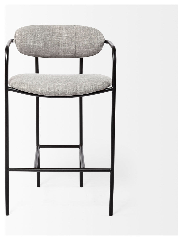 Parker Gray Fabric Seat Black Metal Counter Stool