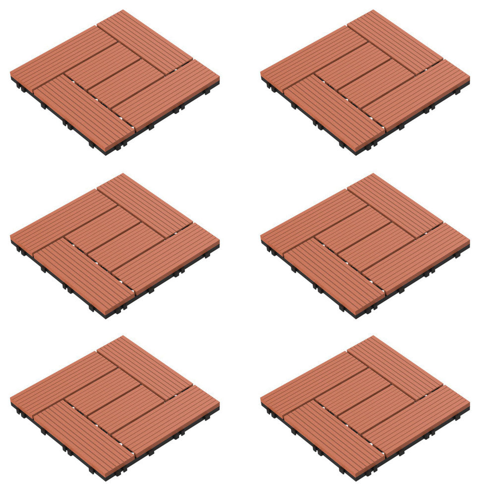 Pure Garden 6-Piece Interlocking Terra Cotta Color Patio Tiles