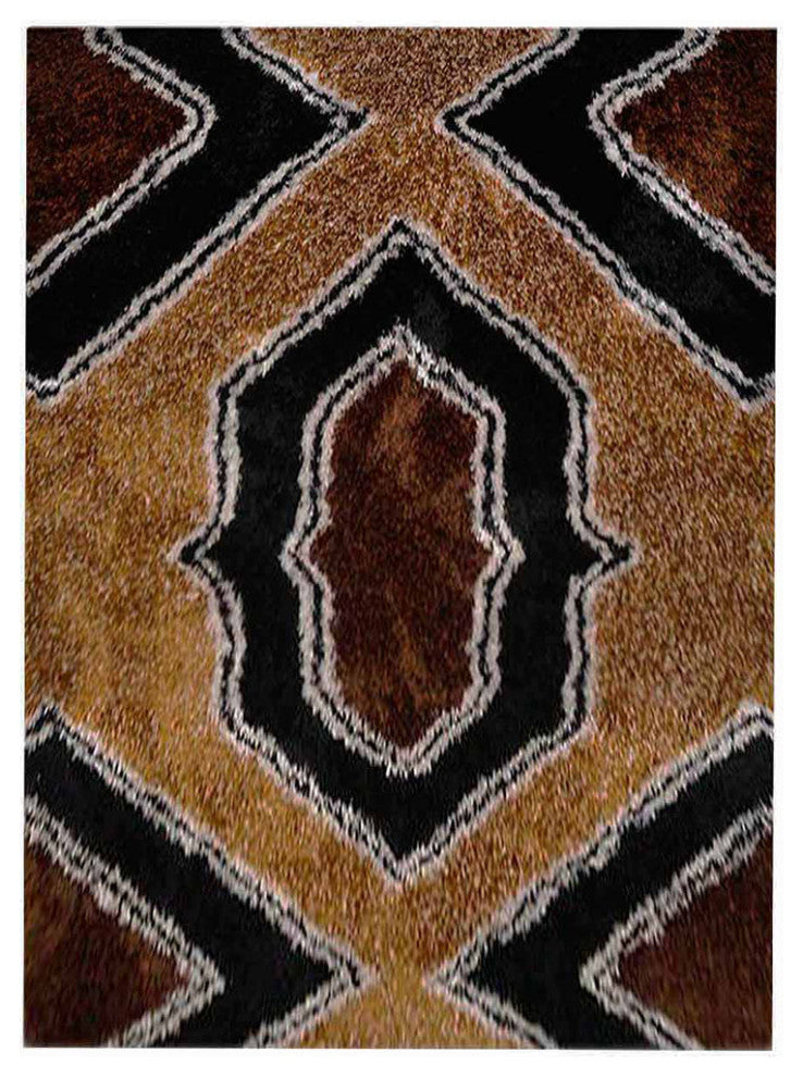 HAND TUFTED SHAG POLYESTER ECO-FRIENDLY AREA RUGS -  Multicolor, Geometric