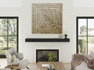 Rustic Fireplace Mantel Shelf, Midnight Black, 48"