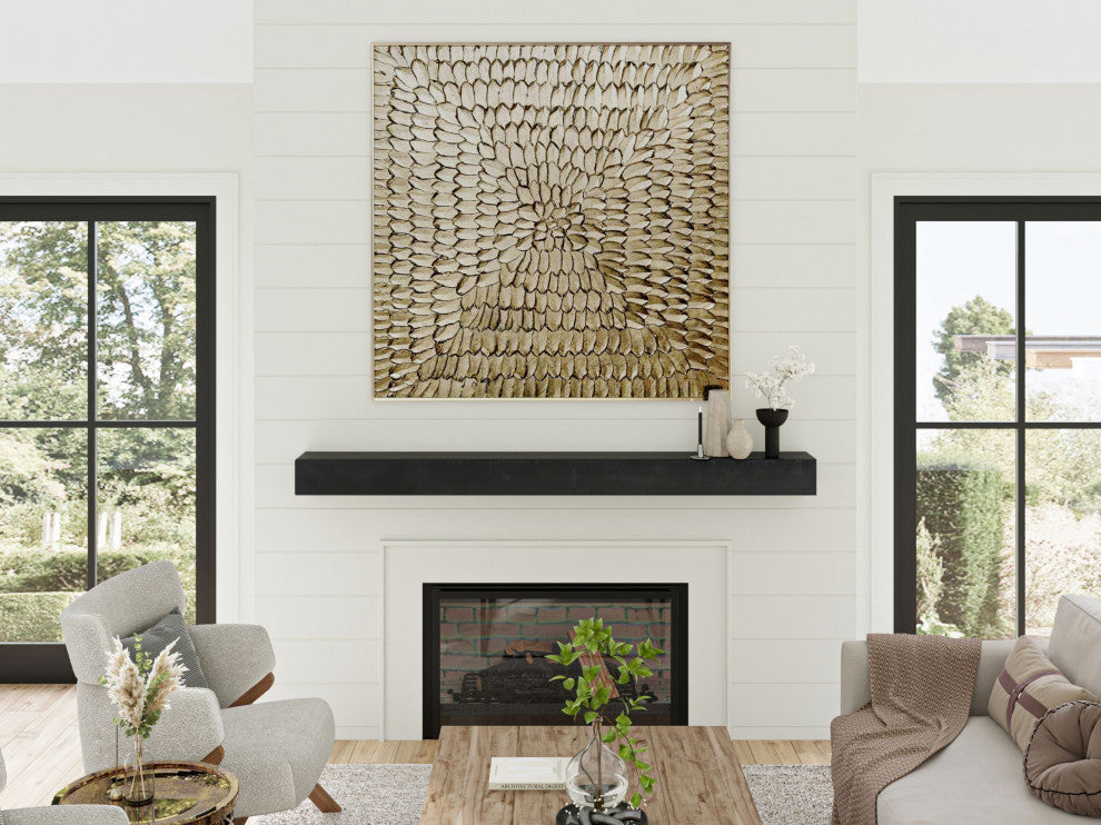 Rustic Fireplace Mantel Shelf, Midnight Black, 48"