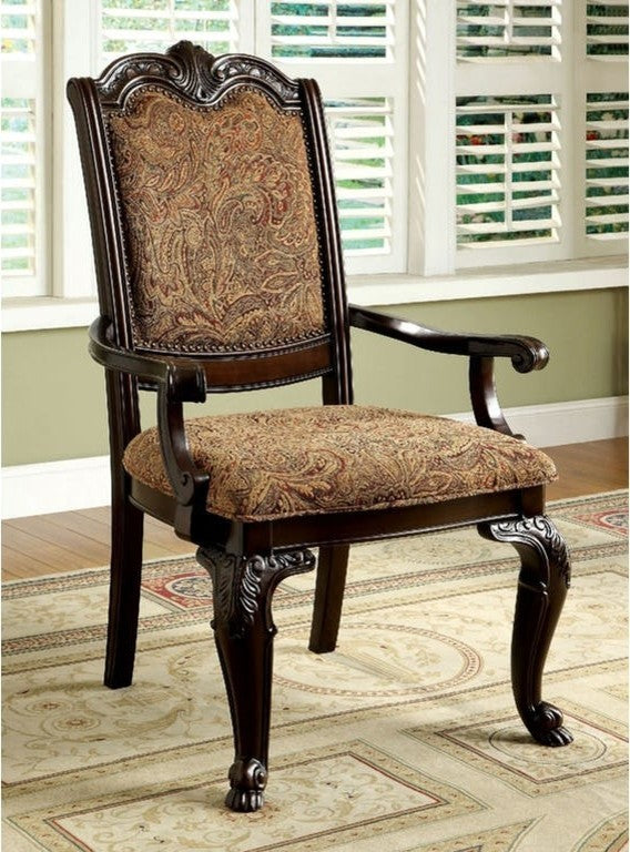 Classic Style Transitional Arm Chair, Cherry Brown