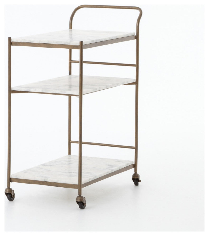 Felix Rectangular Bar Cart-Antique Brass