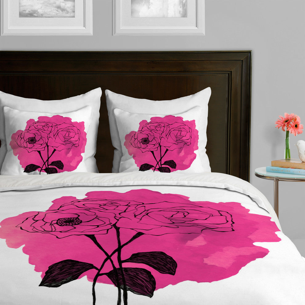 Deny Designs Morgan Kendall Pink Spray Roses Duvet Cover, Lightweight