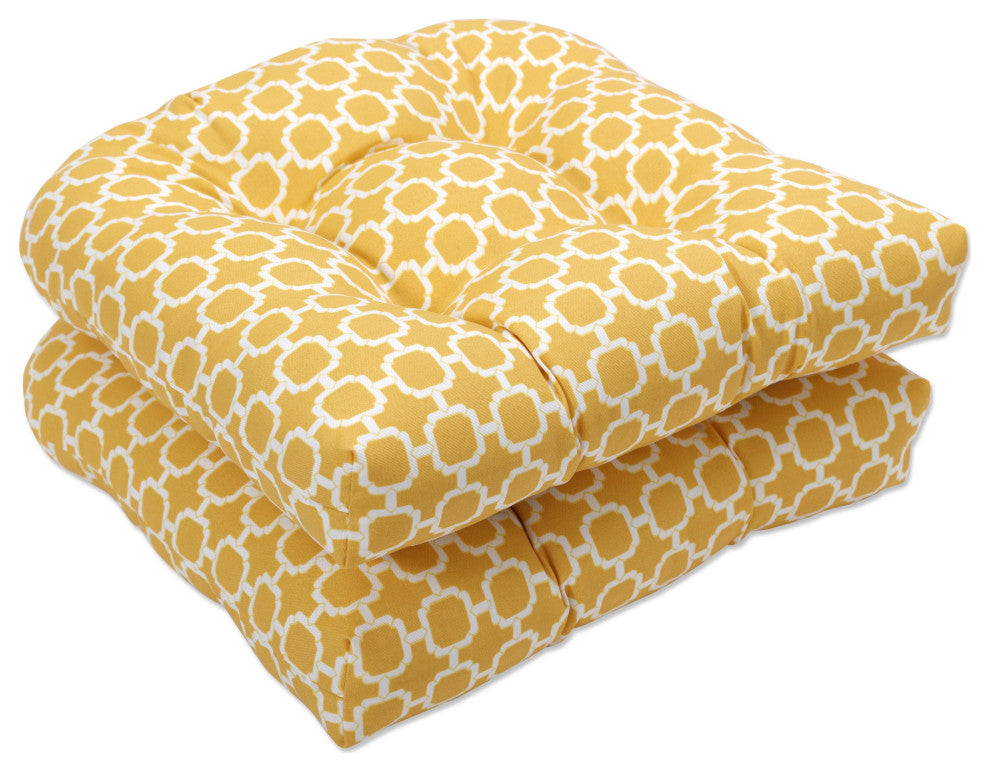 Hockley Wicker Seat Cushion, Set of 2, Yellow