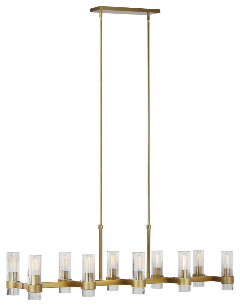 Geneva Linear Chandelier, Burnished Brass