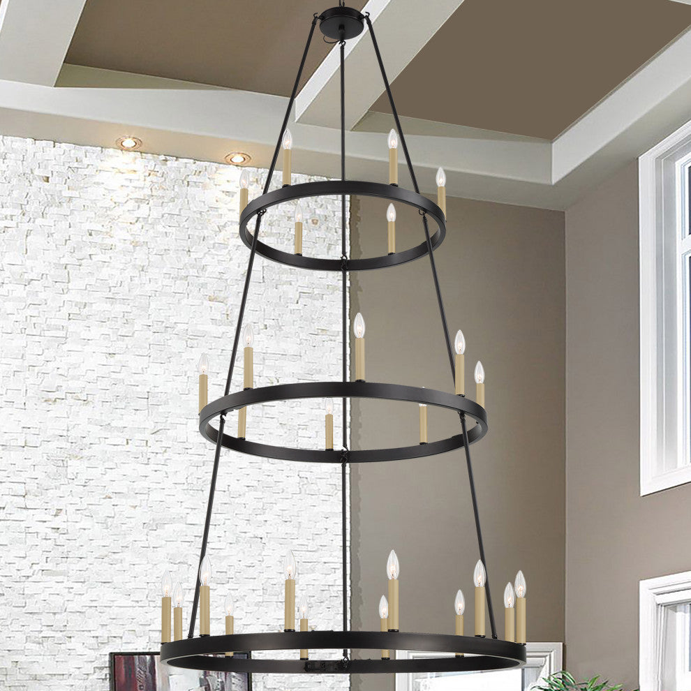 26-Light Candle Style Wagon Wheel Chandelier