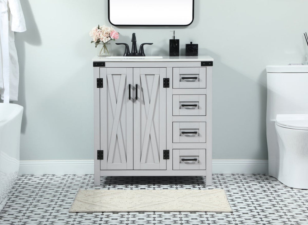 Home Living 19" Farmhouse Grey-Light Bathroom Vanity