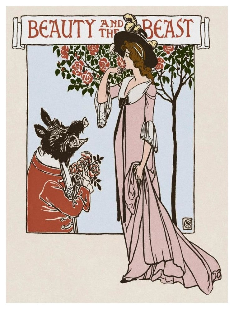 "Beauty and the Beast Title Page" Digital Paper Print by Walter Crane, 38"x50"