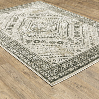 Garson Medallion Border Area Rug, Ivory, 3'10"x5'5"