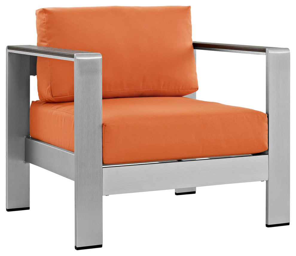 Silver Orange Shore 5-Piece Outdoor Patio Aluminum Sectional Sofa Set