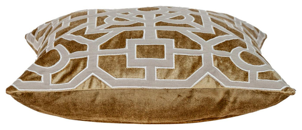 Parkland Collection Hazel Beige Throw Pillow, Square, Gold