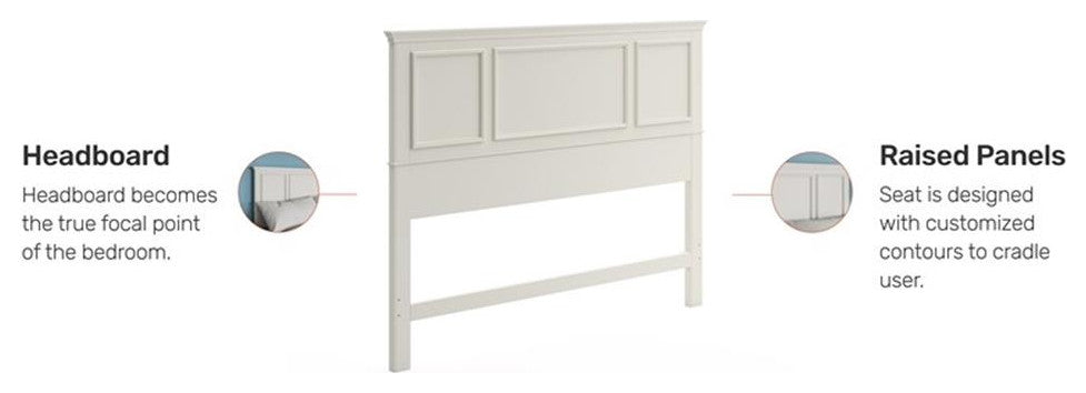 Homestyles Naples Wood Queen Headboard in Off White
