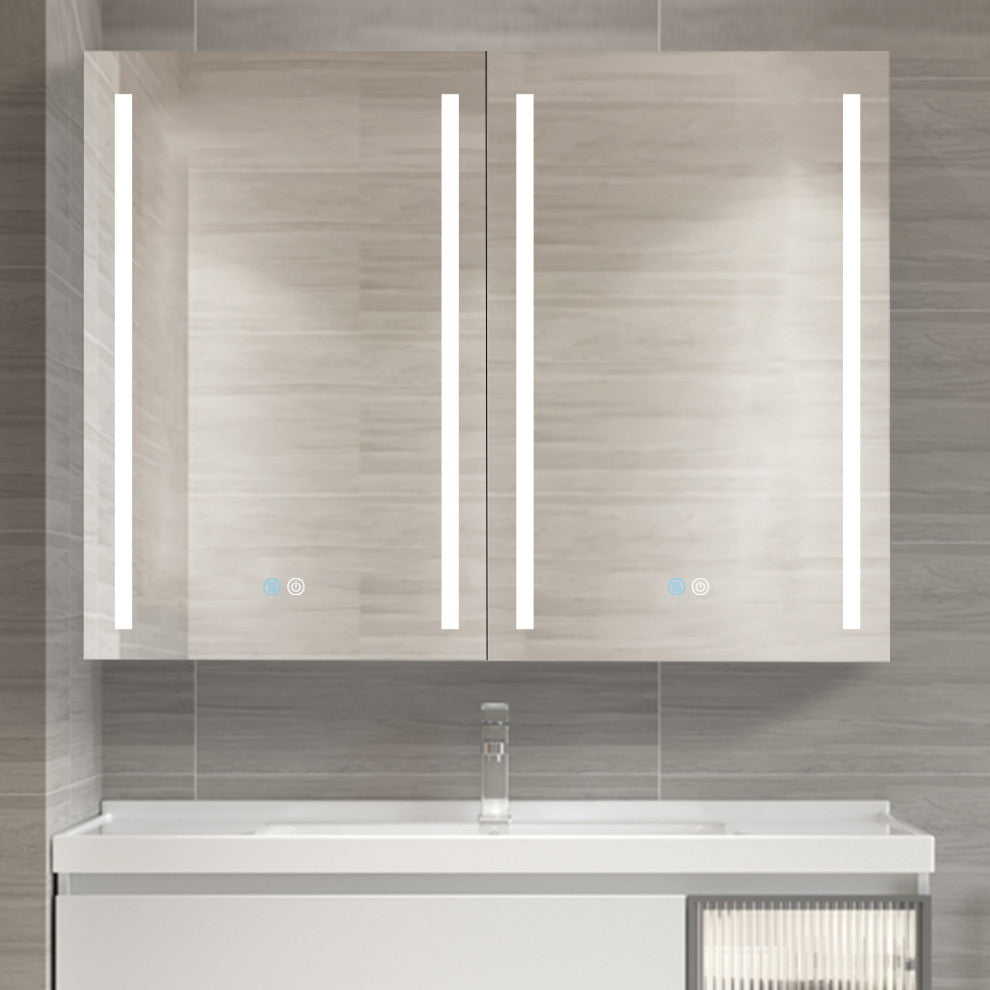 40" Aluminum Surface Mounted Medicine Cabinet with Two Doors and Mirror