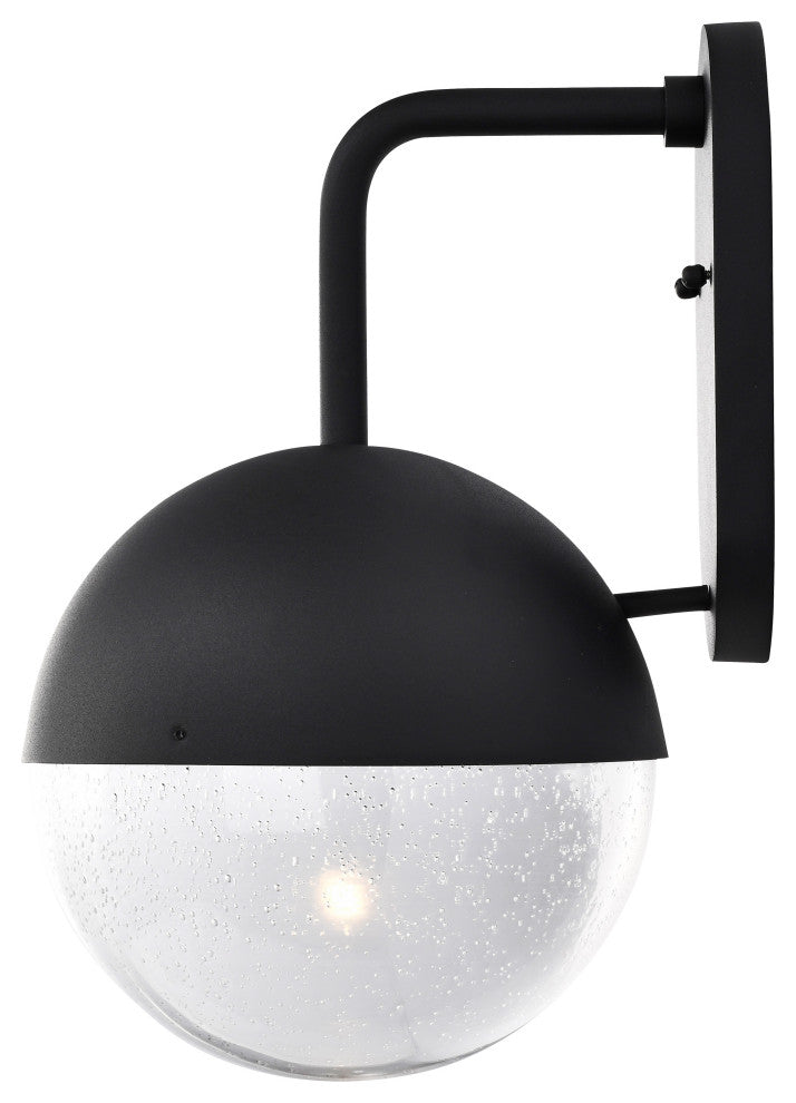 Atmosphere 10W LED Large Wall Lantern, Matte Black/Clear Seeded