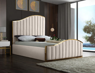 Jolie Black Velvet King Bed, Cream, King