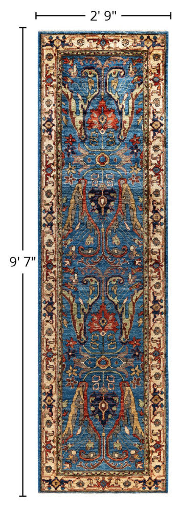 Serapi One-of-a-Kind Hand-Knotted Area Rug Light Blue, 2'9" x 9'7"