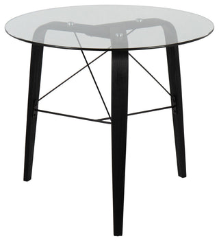 Trilogy Round Dinette Table, Black Wood, Clear Glass