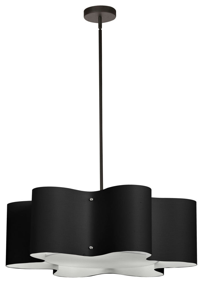 3 Light Wave Drum Pendant, JTone Black with 195F Diffuser