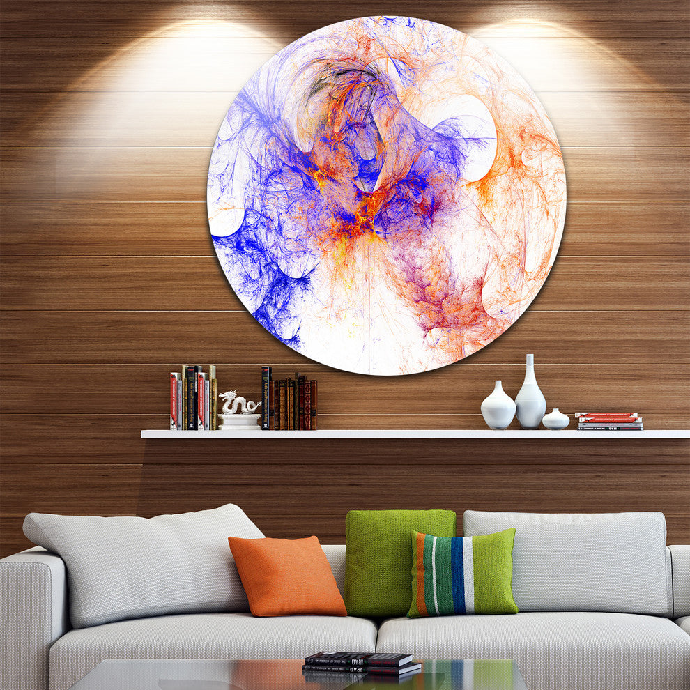 Wings Of Angels Blue, Abstract Digital Art Disc Metal Wall Art, 23"