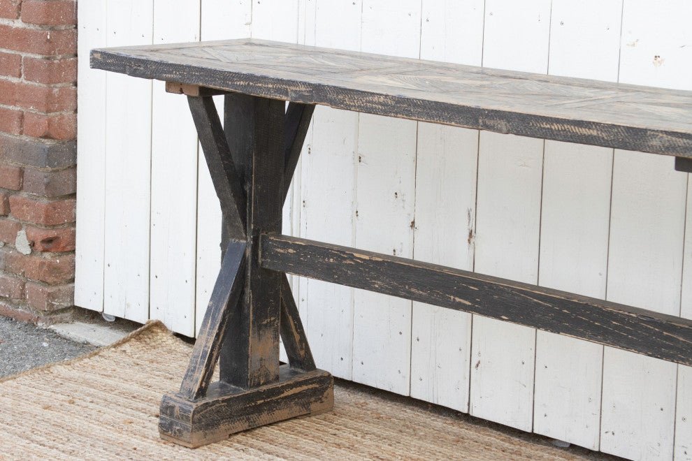 French Parquetry Top Console Table