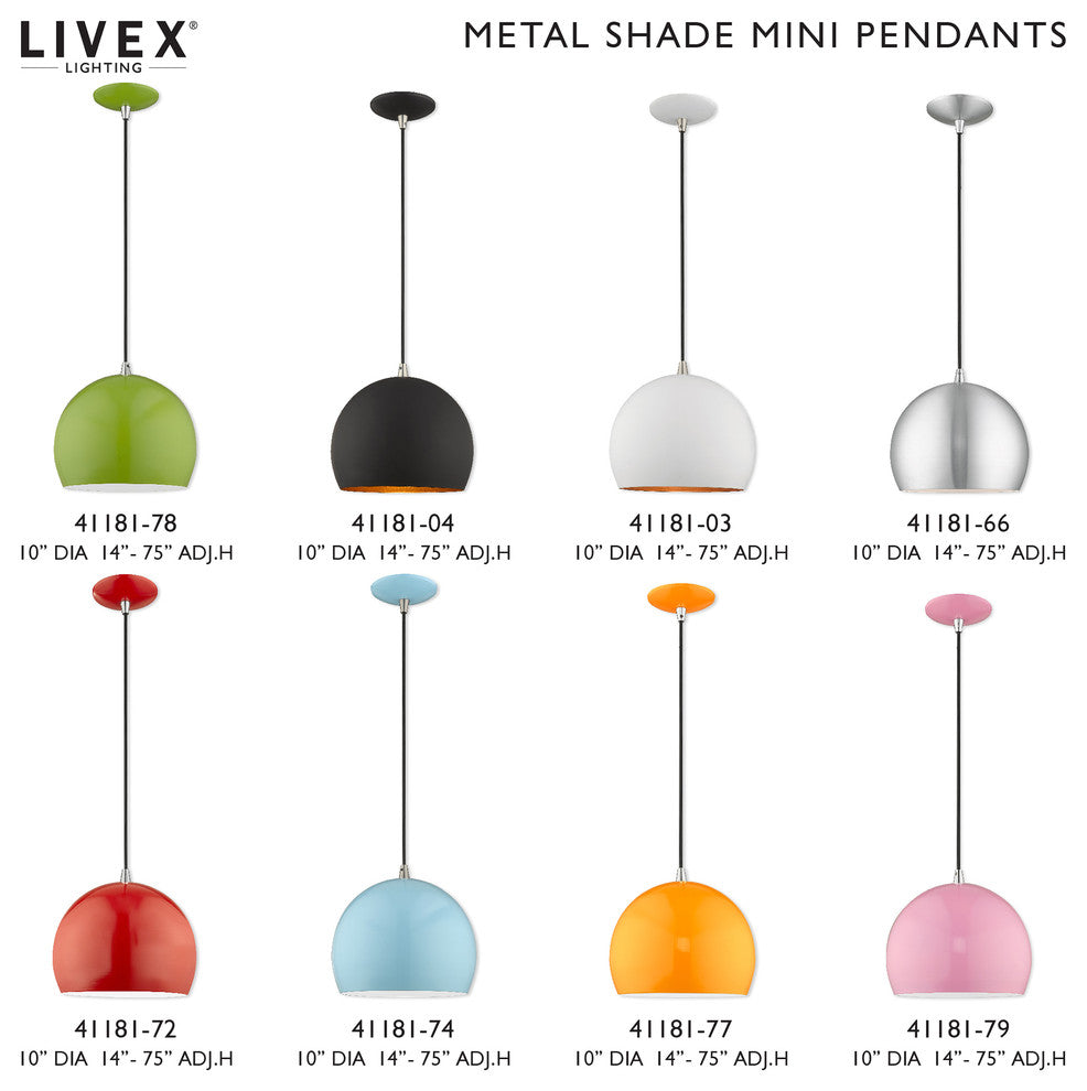 Livex Lighting Shiny Baby Blue 1-Light Mini Pendant