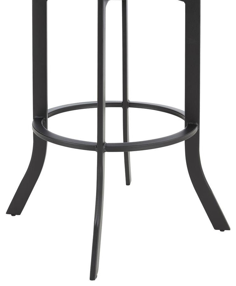 Pharaoh Swivel 26 Black Powder Coated and Black Faux Leather Metal Bar Stool