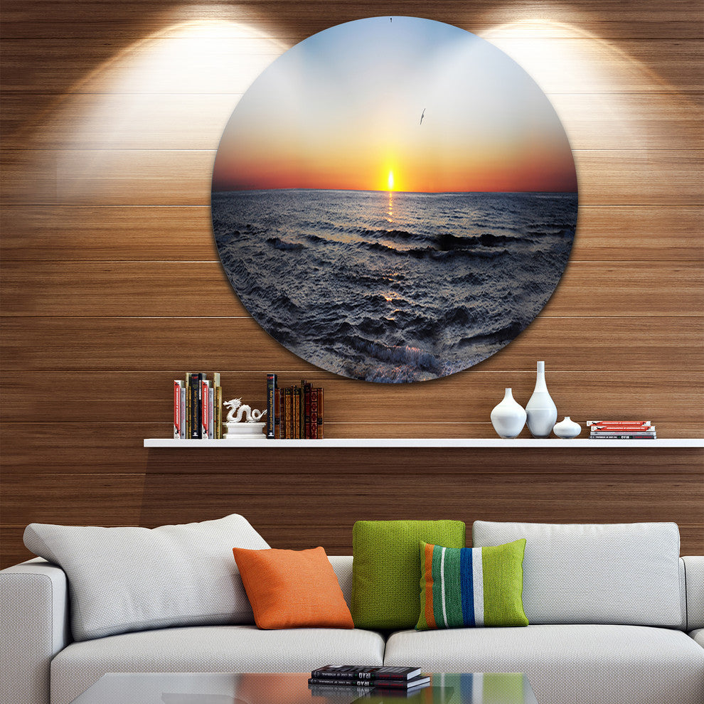 Sunrise At Sea Panorama, Photo Disc Metal Wall Art, 11"