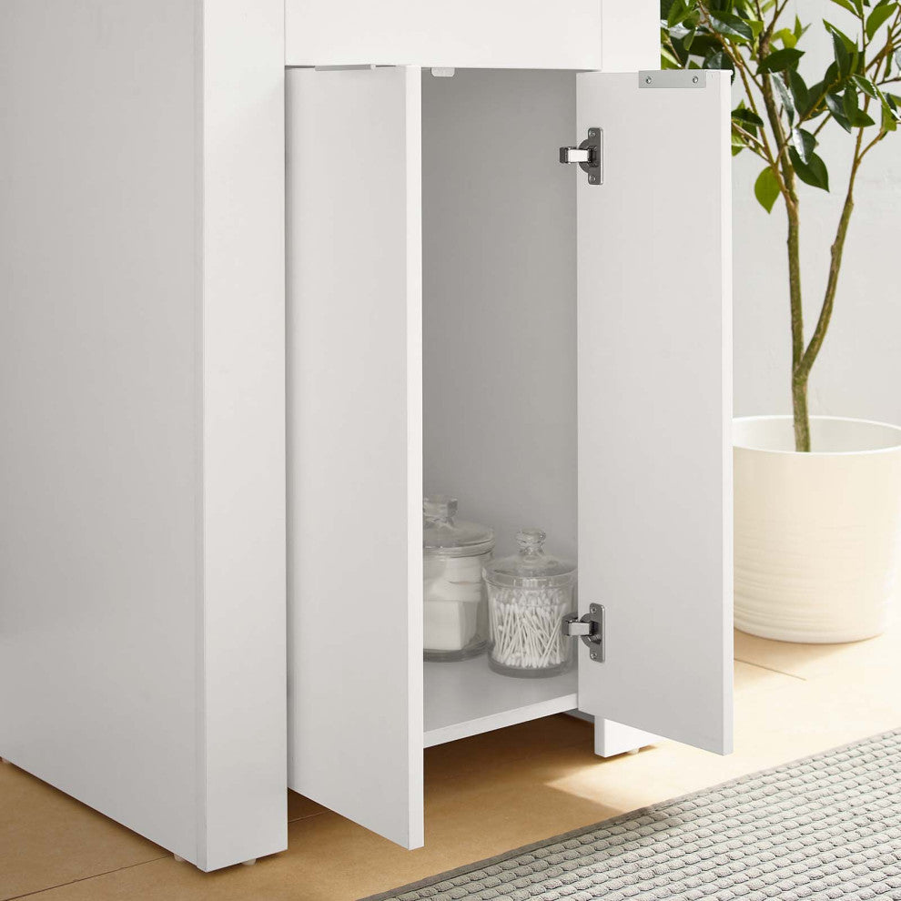 Sink Vanity Cabinet, Melamine, White, Modern Contemporary, Hotel Bathroom