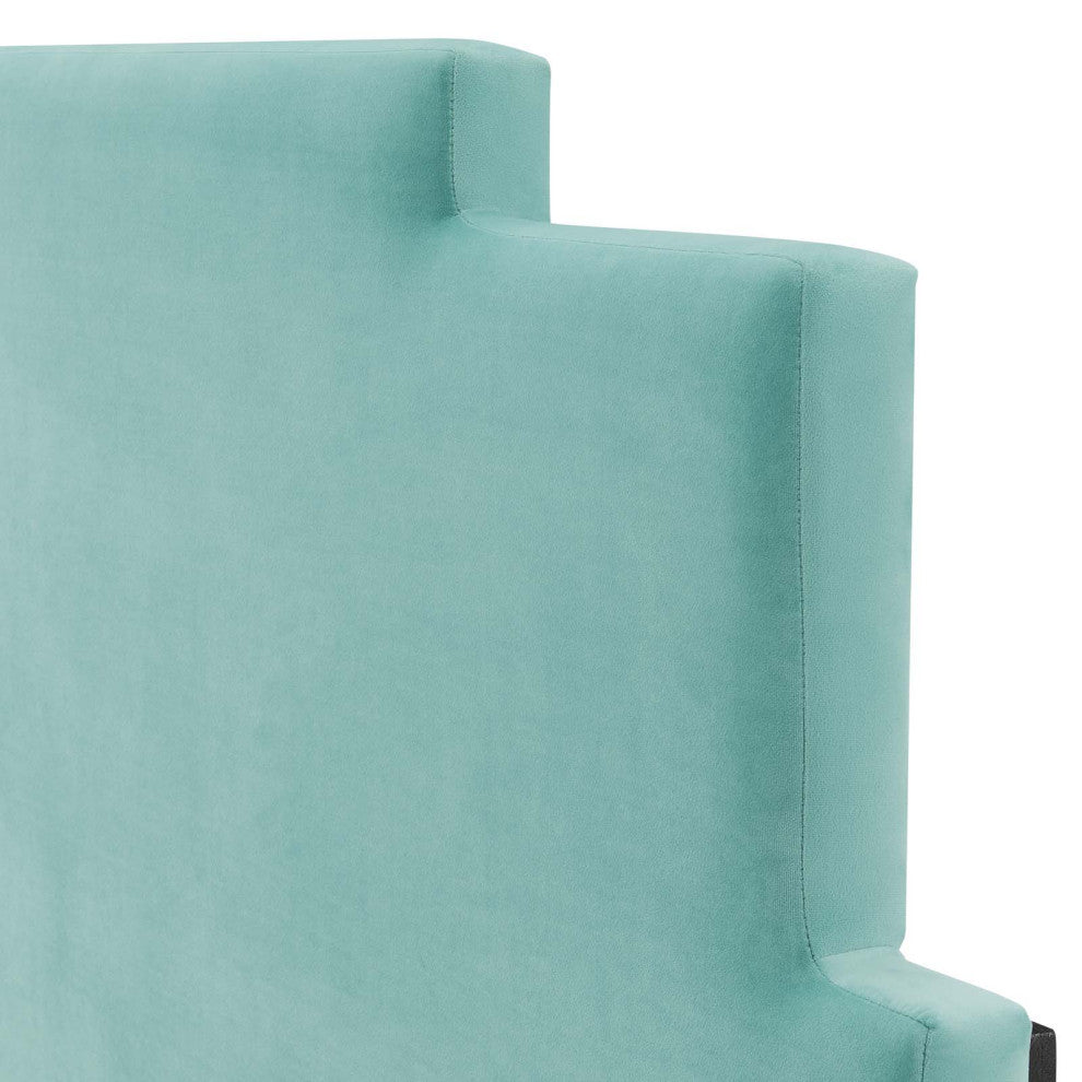 Headboard, Twin Size, Velvet, Blue, Modern Contemporary, Bedroom Master Suite