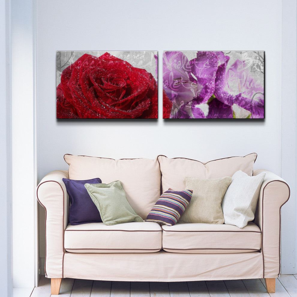 Roses are Red, Violets are Blue II Canvas Wall Art, 2-Piece Set
