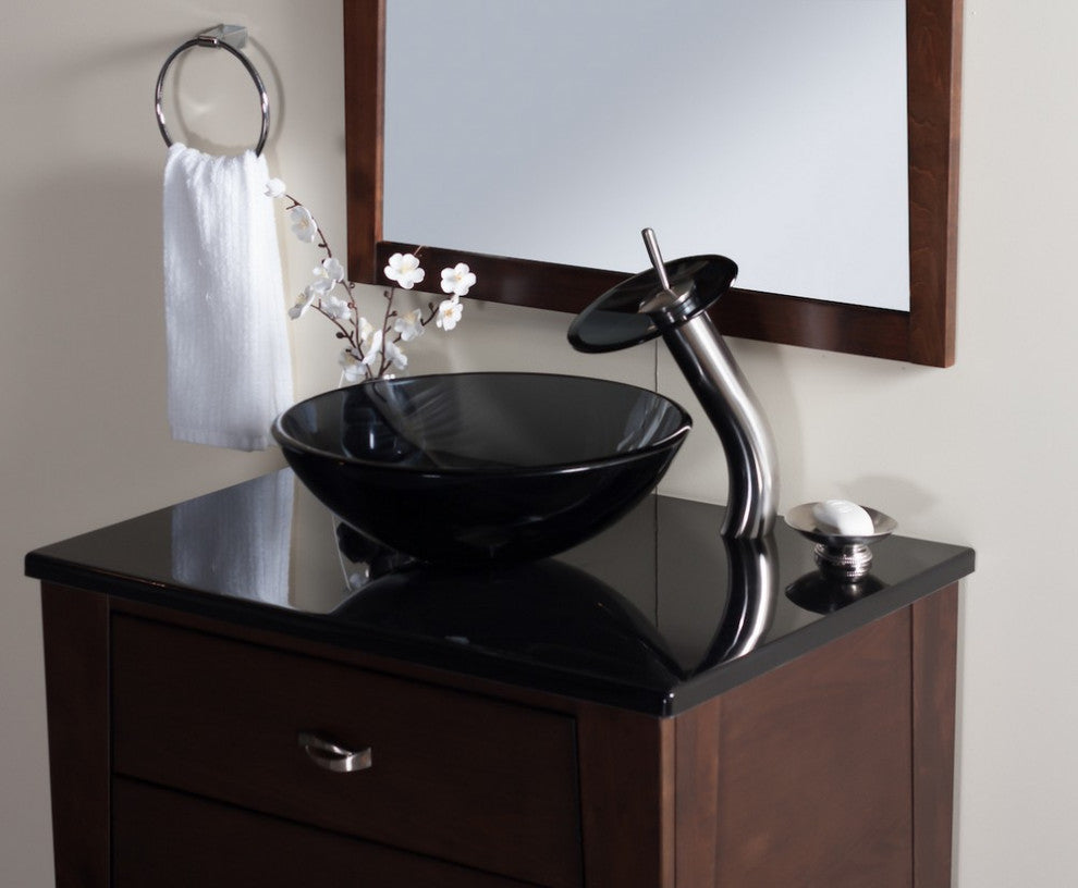Novatto GF-001BN-S-PUD FALLS Waterfall Vessel Faucet Set In Brushed Nickel