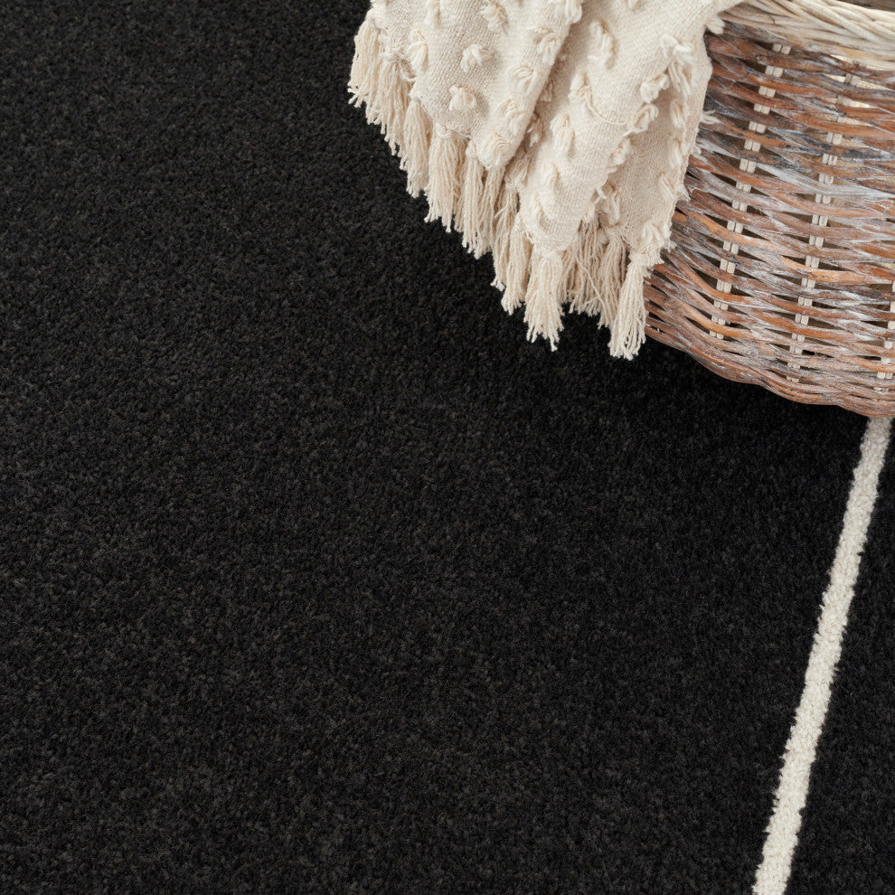 Nourison Essentials 2' x 4' Black Ivory Contemporary Area Rug