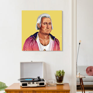 "Hip George Washington" Frameless Reverse Printed Tempered Art Glass Wall Art