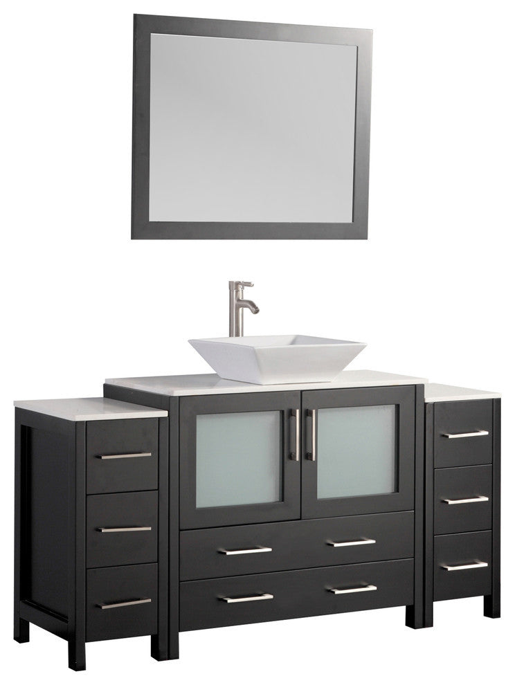 Vanity Art Vanity Set With Vessel Sink, Espresso, 60", Led Sensor-Switch Mirror