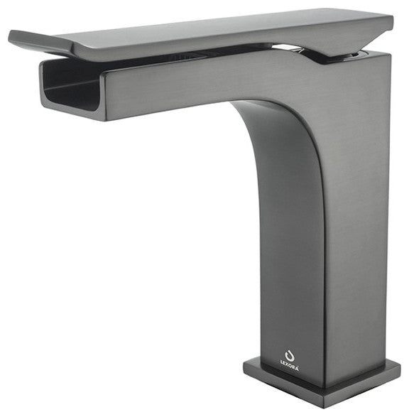 Lancy Modern 36" Rustic Acacia Square Sink Bathroom Vanity Set, Balzani Gun Meta