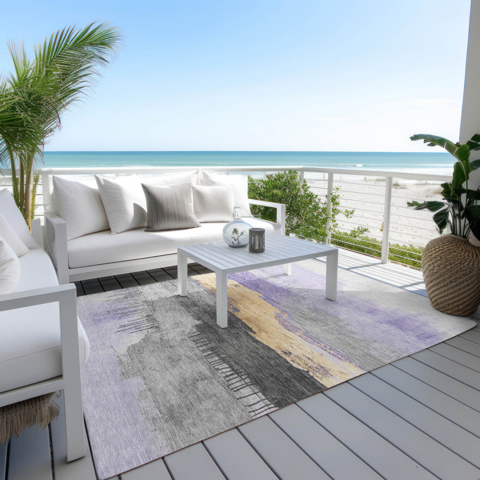 Machine Washable Indoor/Outdoor Chantille ACN1880 Violet 3' x 5' Rug