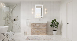 Boutique Bath Vanity, Natural Wood, 40", Single Sink, Freestanding