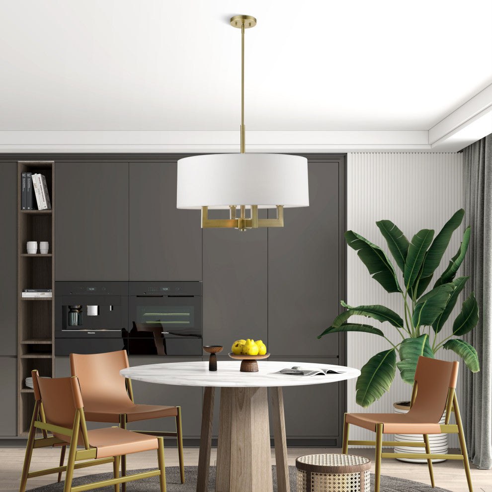 Cresthaven 4 Light Antique Brass Pendant Chandelier
