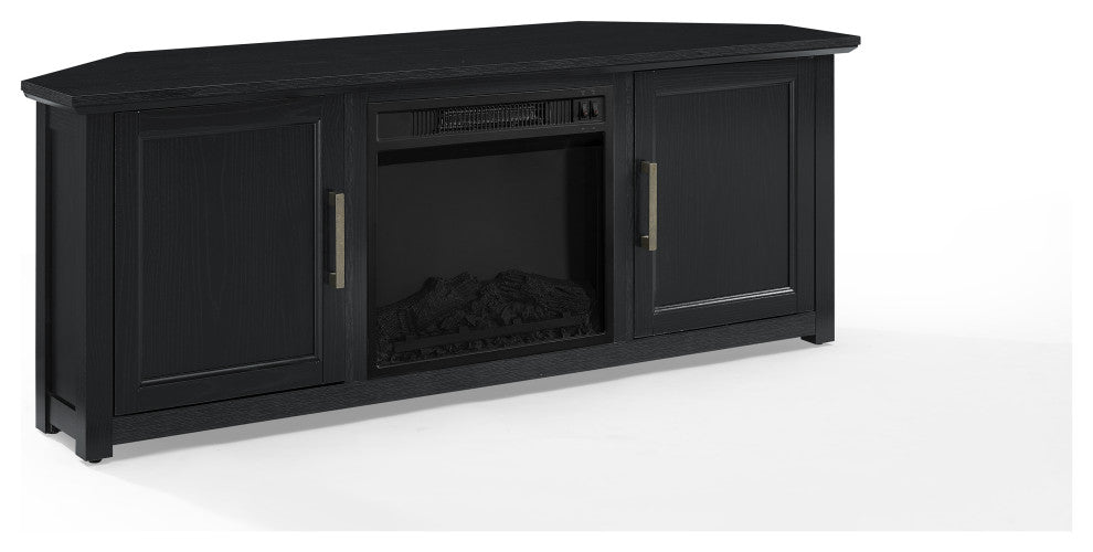 Camden 58" Corner TV Stand With Fireplace Black